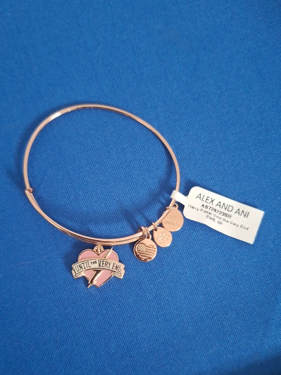 Alex and Ani Jewelry - Alex and Ani Rose Gold Heart Charm Bangle with Pink Enamel